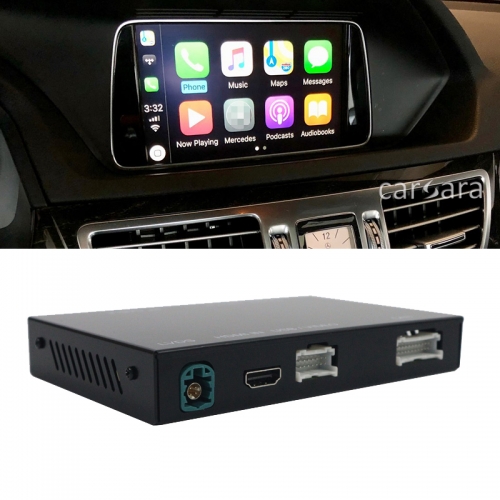 E class W212 radio screen upgraded wireless apple carplay decoder box android auto interface module using original controls mic